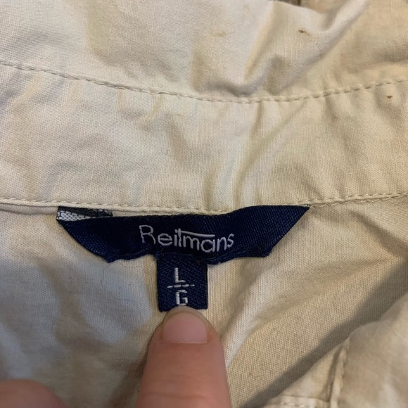 Reitmans Tan Button-Down Shirt with Pockets - Roll-Tab Sleeves - Size L/G - Picture 5 of 6